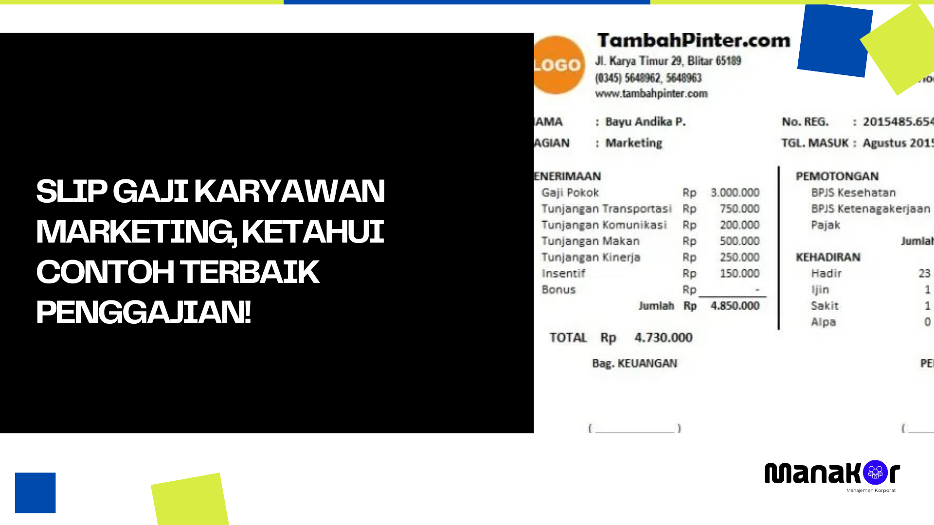 Contoh Slip Gaji Karyawan Marketing