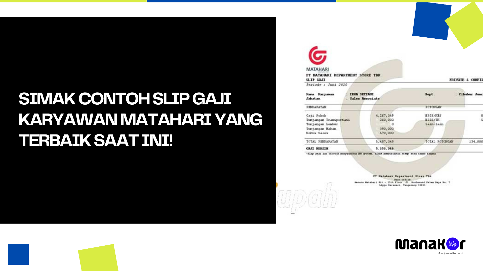 Contoh Slip Gaji Karyawan Matahari
