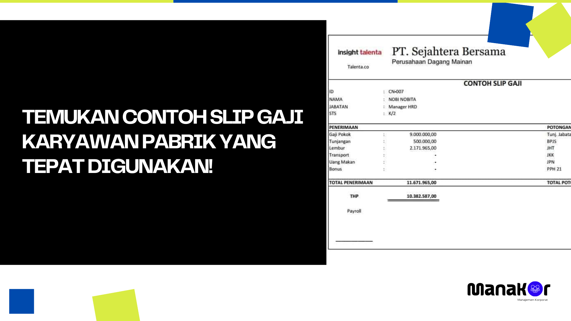 Contoh Slip Gaji Karyawan Pabrik