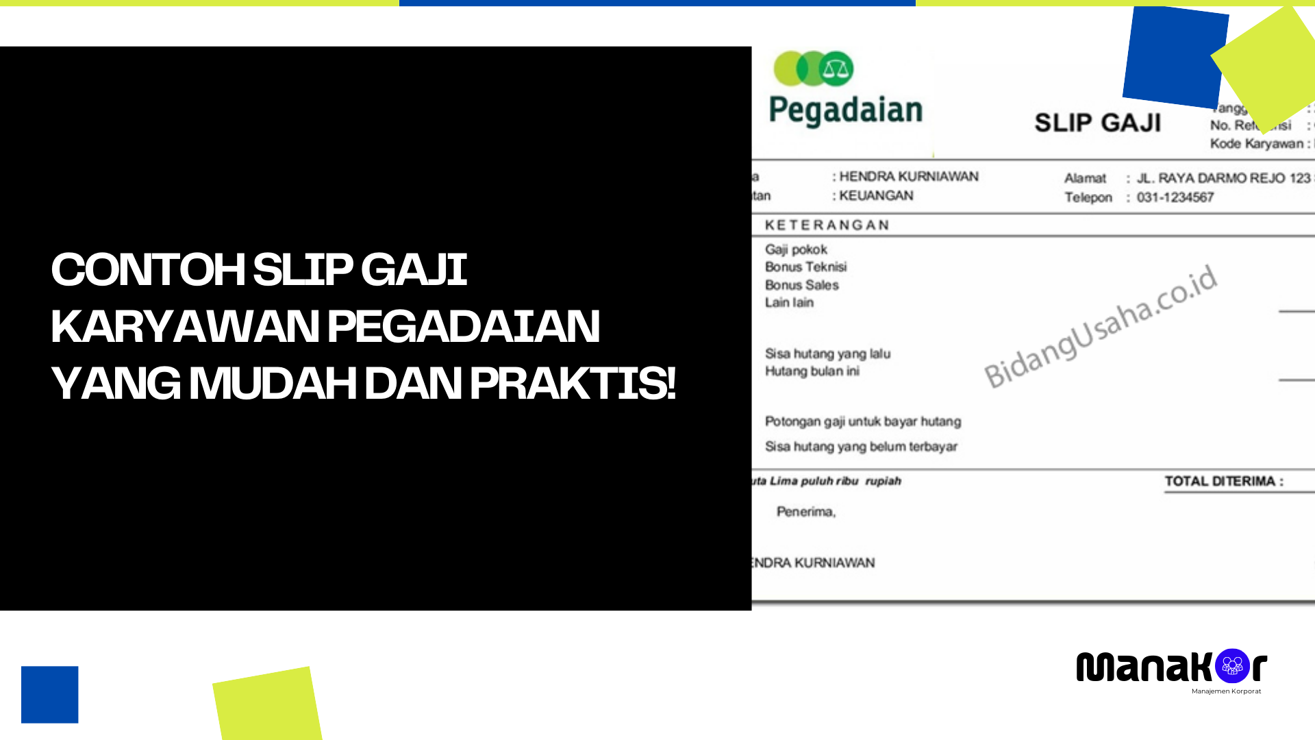 Contoh Slip Gaji Karyawan Pegadaian