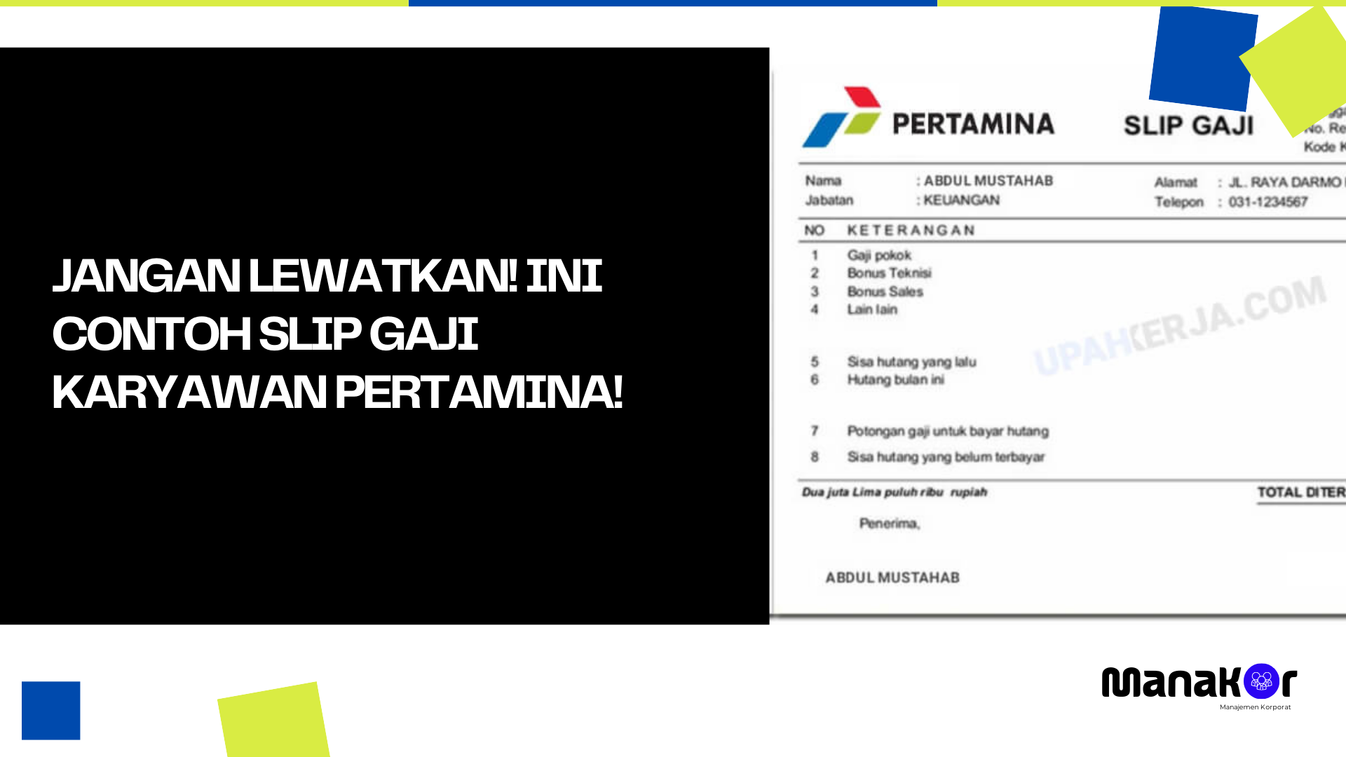 Contoh Slip Gaji Karyawan Pertamina