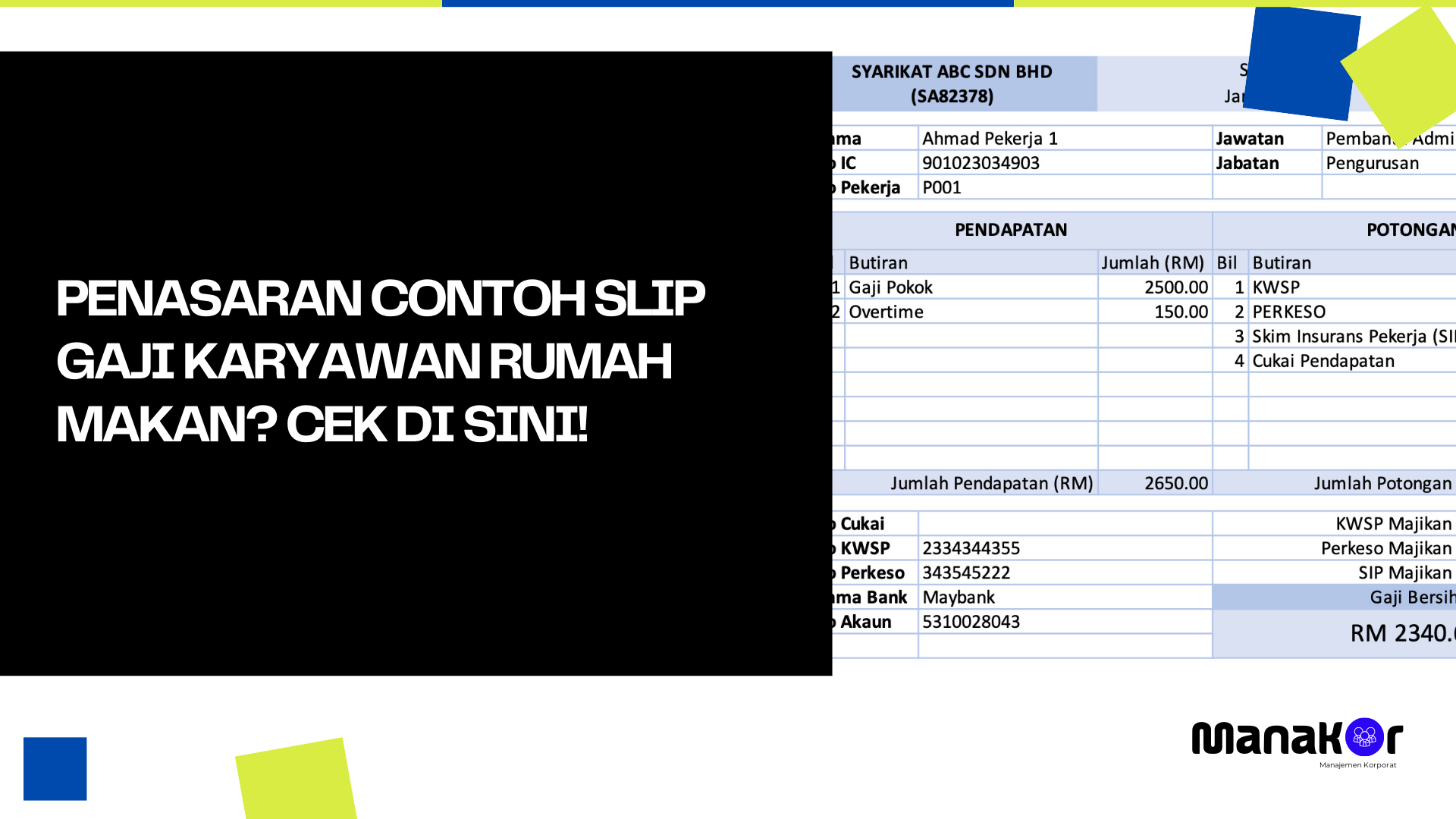 Contoh Slip Gaji Karyawan Rumah Makan