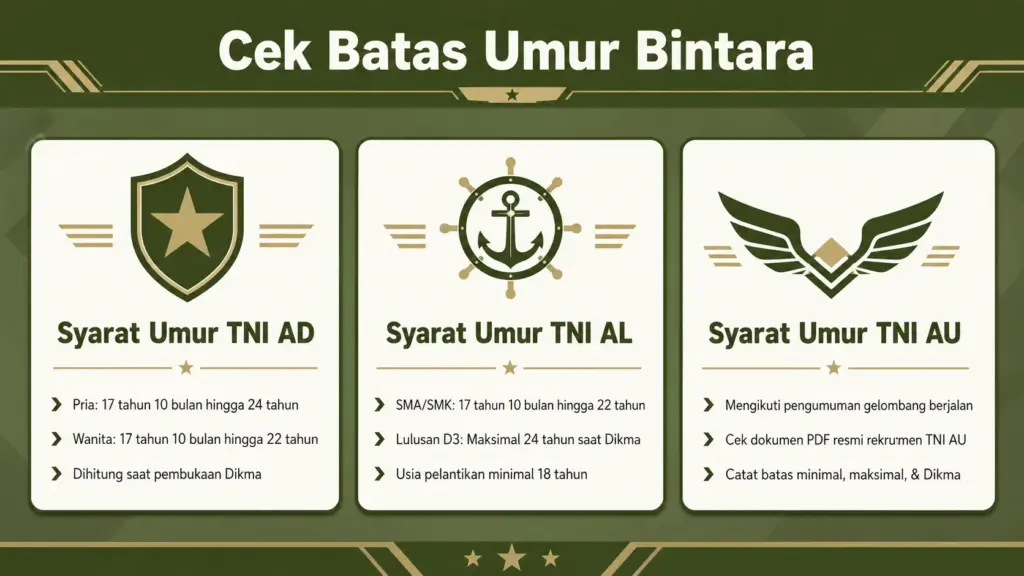 syarat umur bintara PK TNI