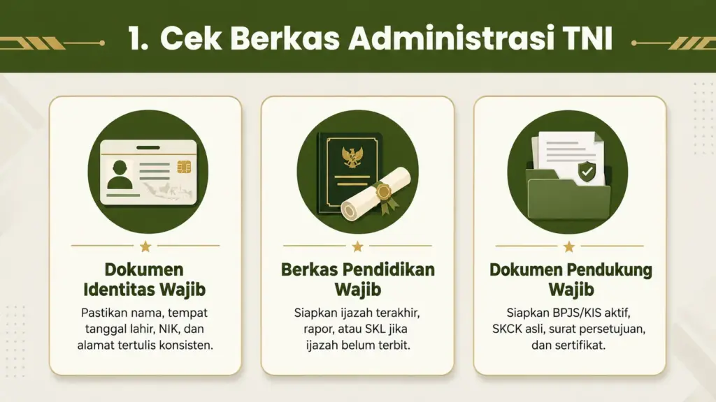 Tes administrasi TNI AD meliputi apa saja