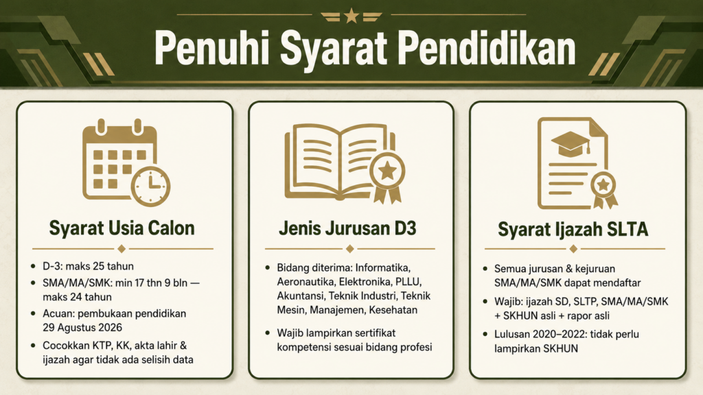 persyaratan bintara pk tni au
