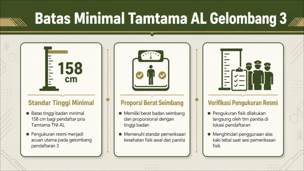 Batas tinggi badan minimal Tamtama TNI AL Gelombang 3