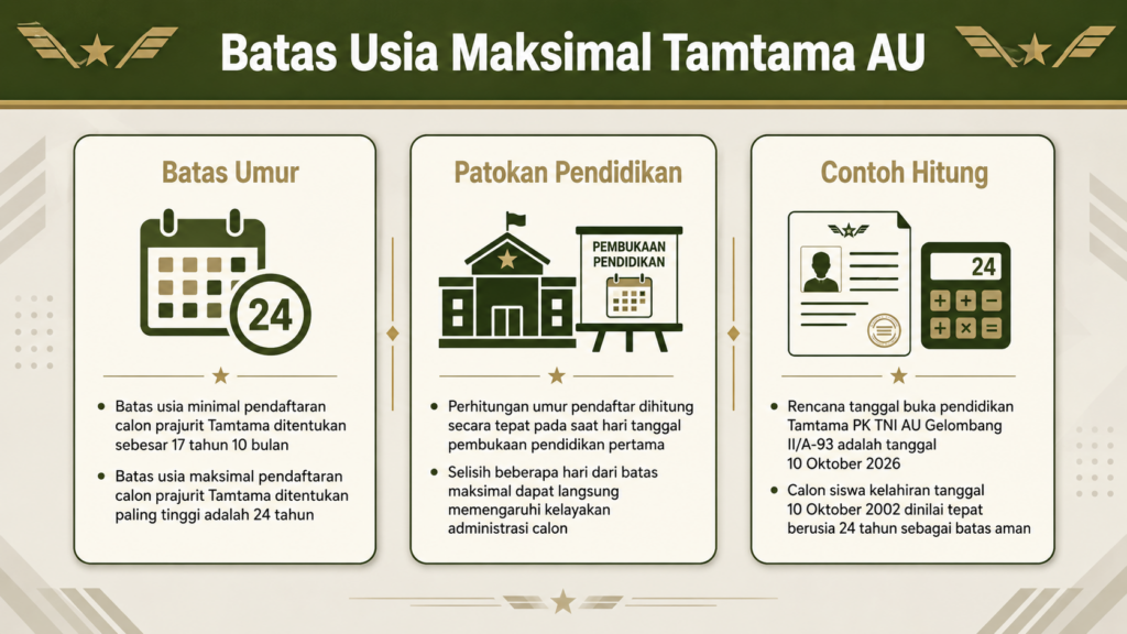 batas usia maksimal daftar tamtama pk tni au