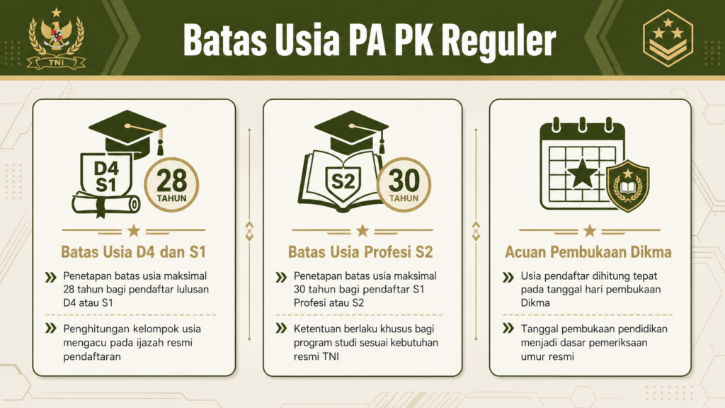 batas usia maksimal pa pk tni reguler