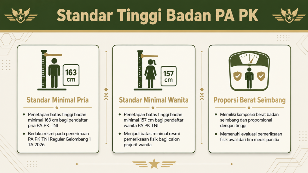 standar tinggi badan perwira karier tni