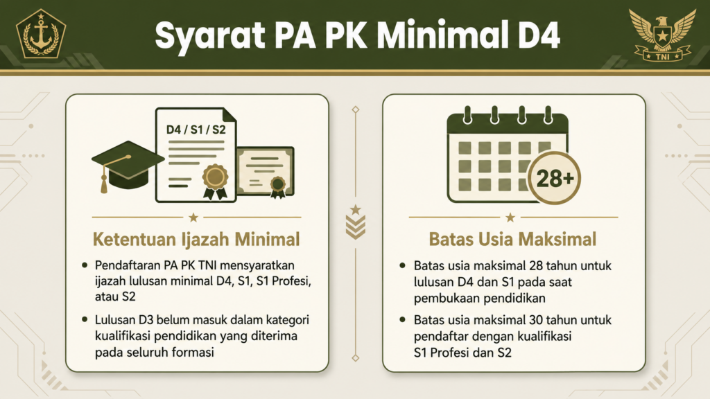 Apakah lulusan D3 bisa daftar PA PK TNI