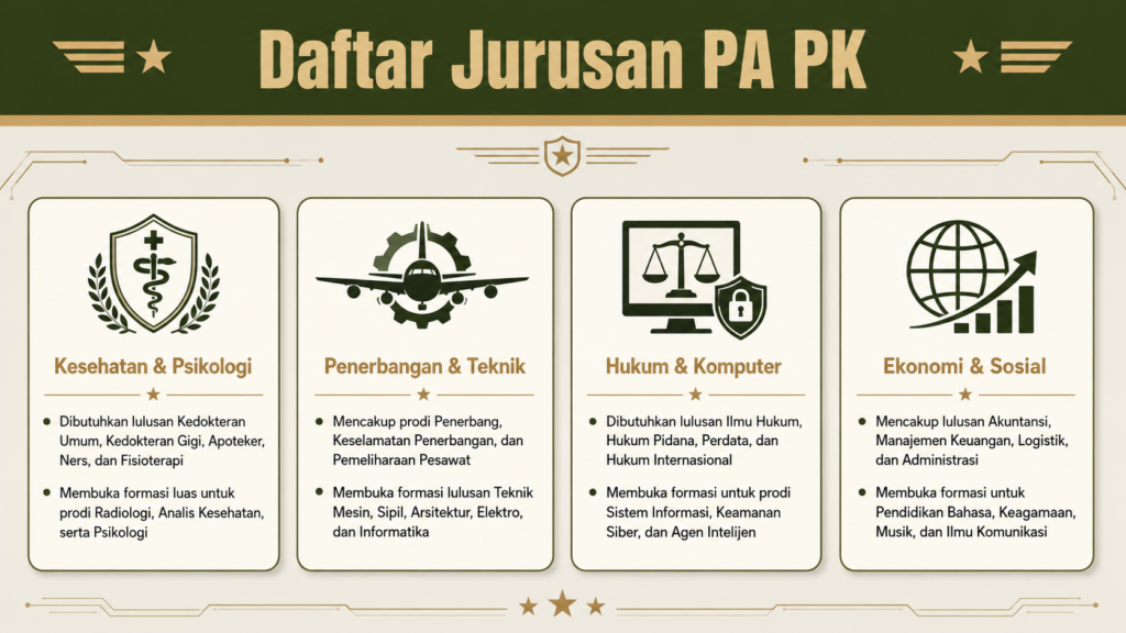 jurusan yang dibutuhkan pa pk tni