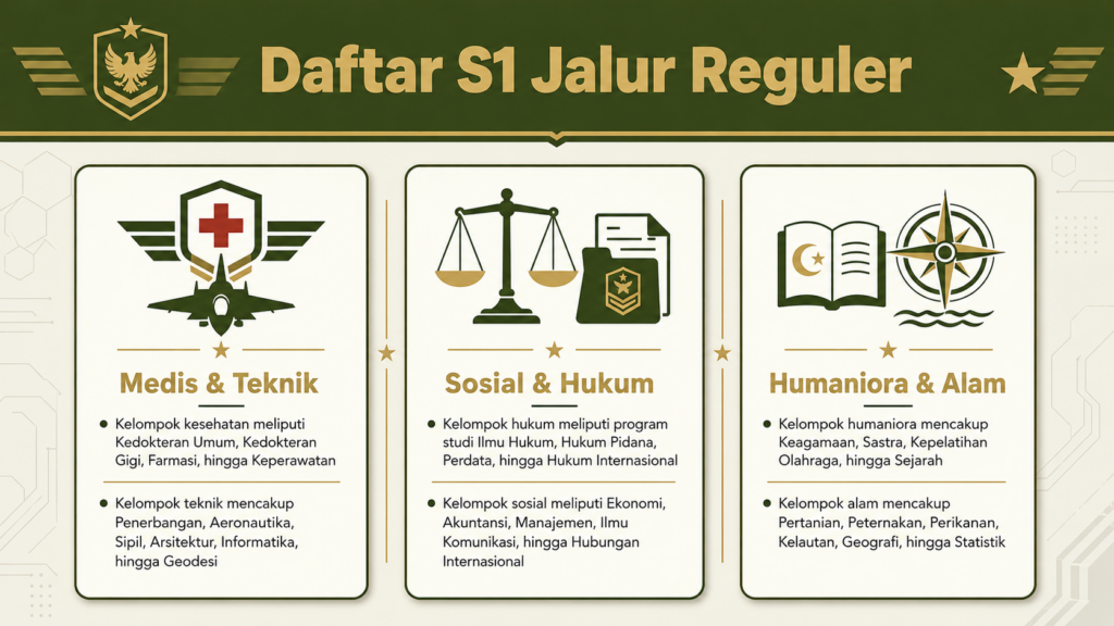daftar jurusan s1 yang dibutuhkan pa pk tni