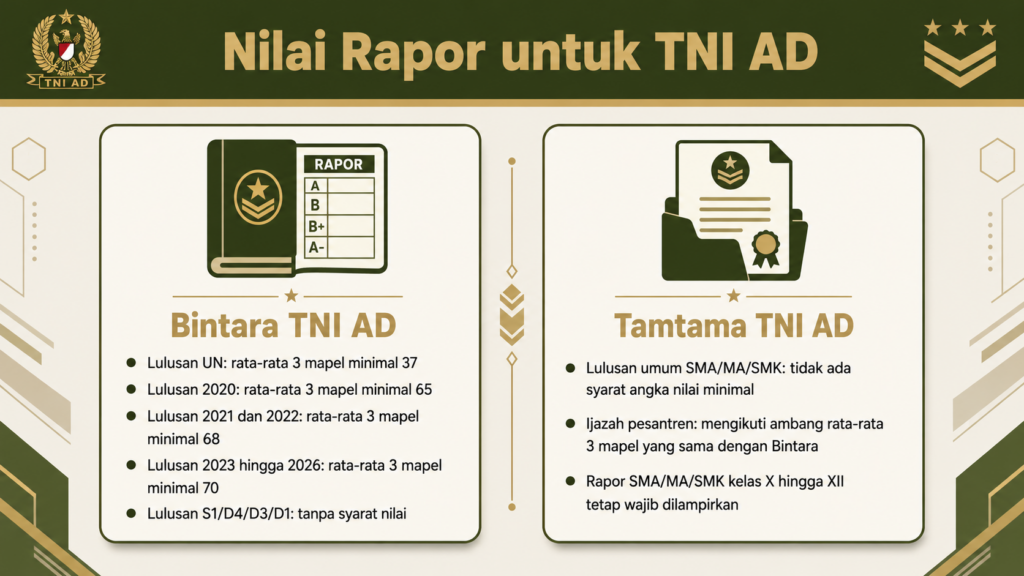 Syarat nilai rapor dan ijazah masuk TNI