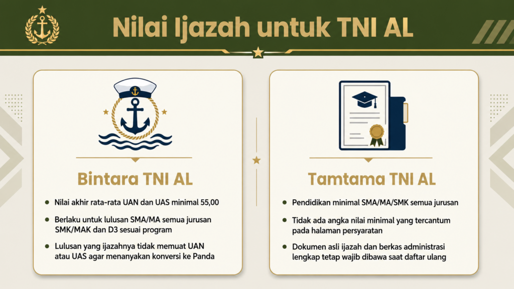 Syarat nilai rapor dan ijazah masuk TNI