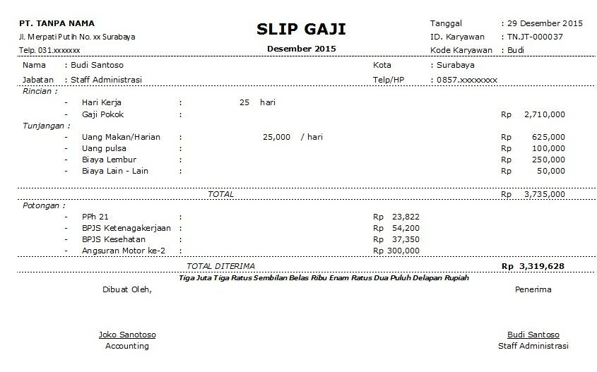 Slip Gaji Adalah