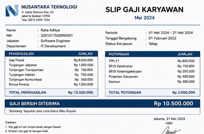 Slip Gaji Karyawan