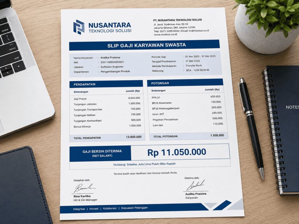 Contoh Slip Gaji Karyawan Swasta