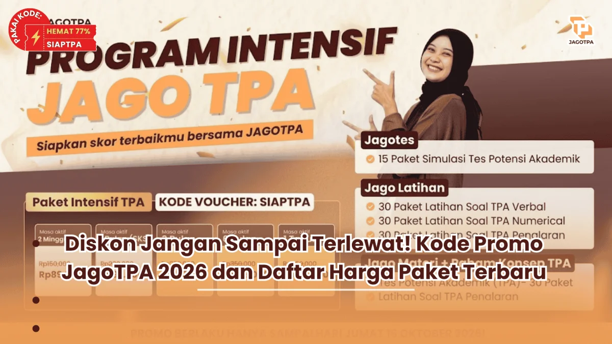 Diskon Jangan Sampai Terlewat! Kode Promo JagoTPA 2026 dan Daftar Harga Paket Terbaru