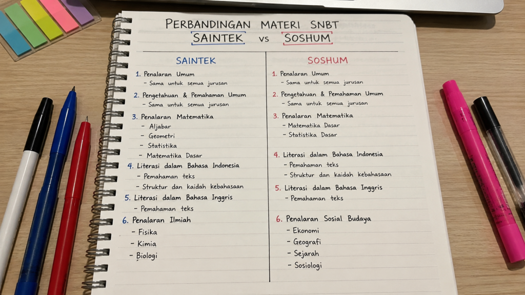 Perbandingan Materi SNBT antara Saintek dan Soshum