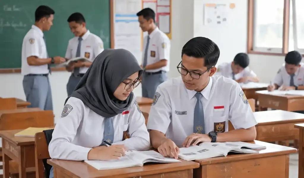 Siswa belajar bersama untuk persiapan SNBT