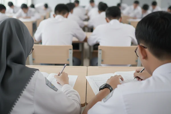 Siswa mengerjakan latihan soal UTBK SNBT