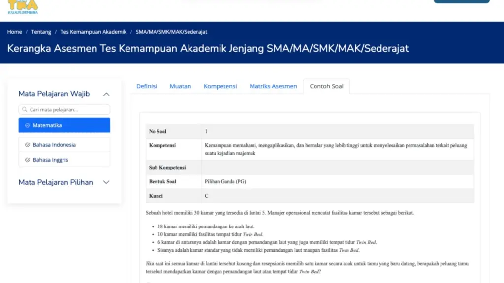 soal tka matematika sma 2026 pdf