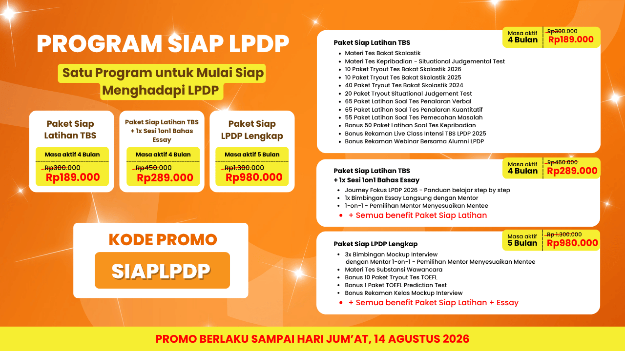 14 Agutus 2026 - KODE PROMO SIAP LPDP (JADIBEASISWA) - (PROMO 8.8)