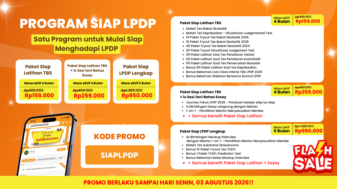 KODE PROMO SIAP LPDP (JADIBEASISWA) - (FLASH SALE)