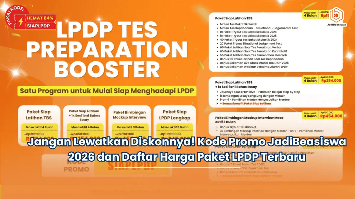 Jangan Lewatkan Diskonnya! Kode Promo JadiBeasiswa 2026 dan Daftar Harga Paket LPDP Terbaru