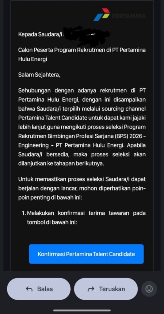 Pertamina Talent Candidate 2026