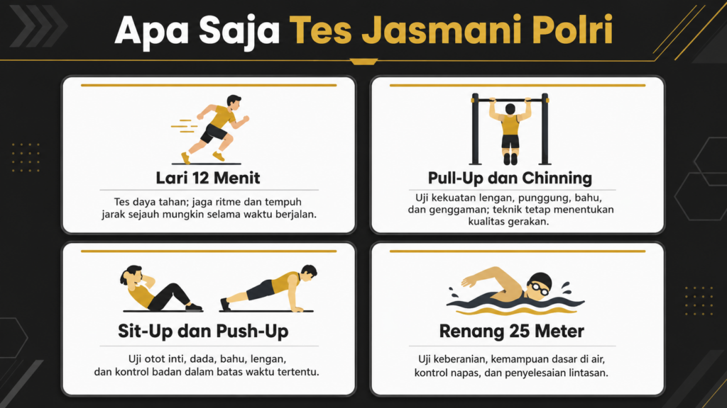 tes jasmani polri apa aja?