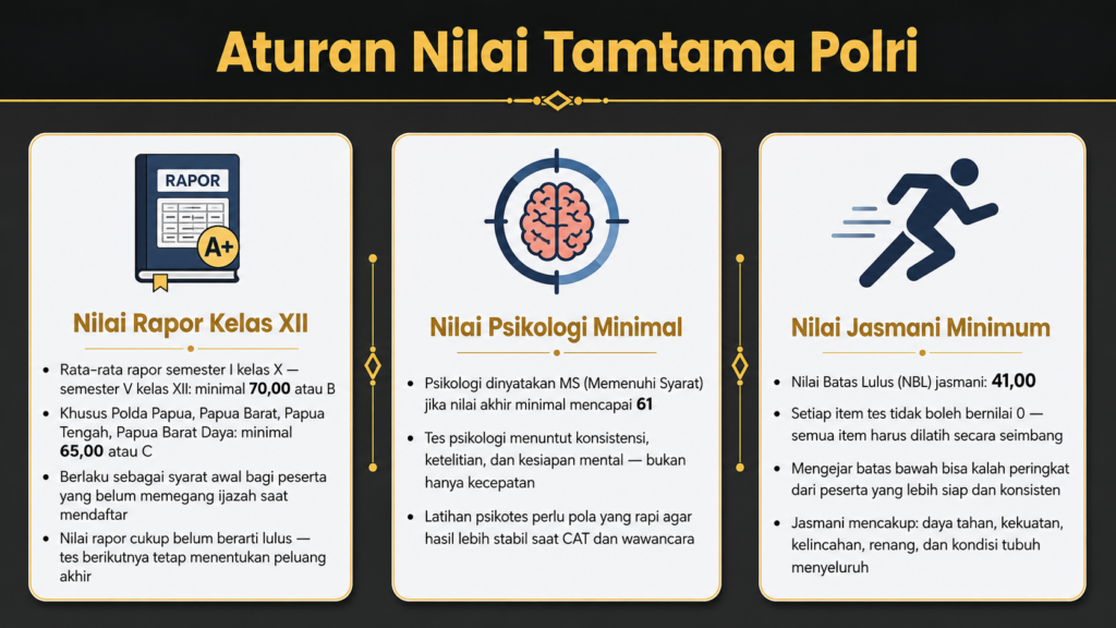 berapa nilai minimal lulus tamtama polri