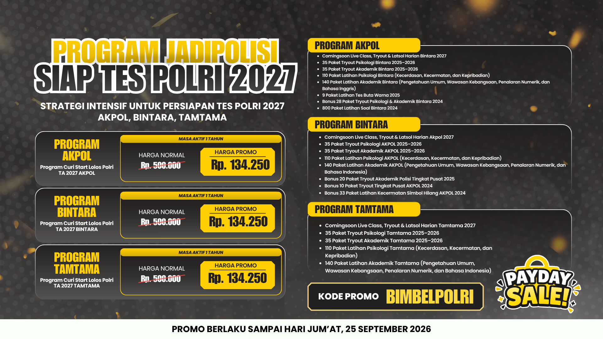 KODE PROMO BIMBELPOLRI 25 September 2026 