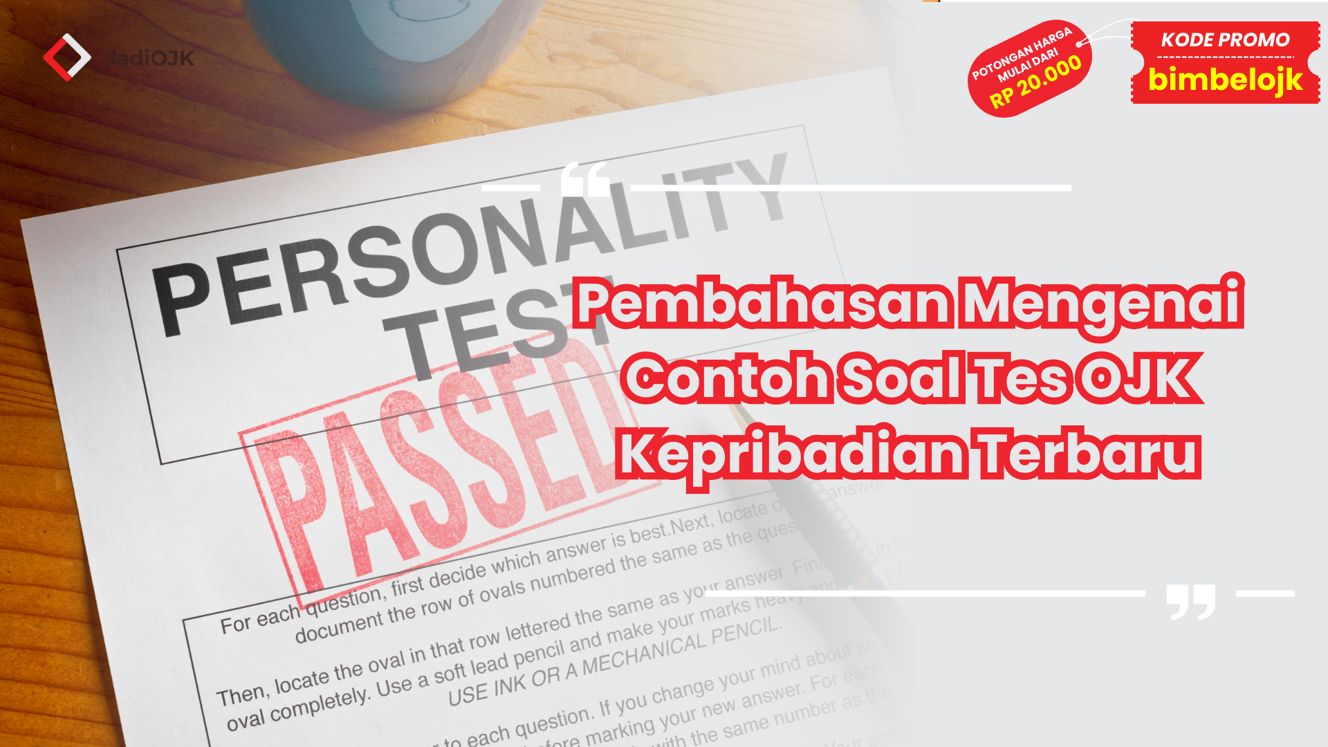 Contoh Soal Tes OJK Kepribadian Terbaru