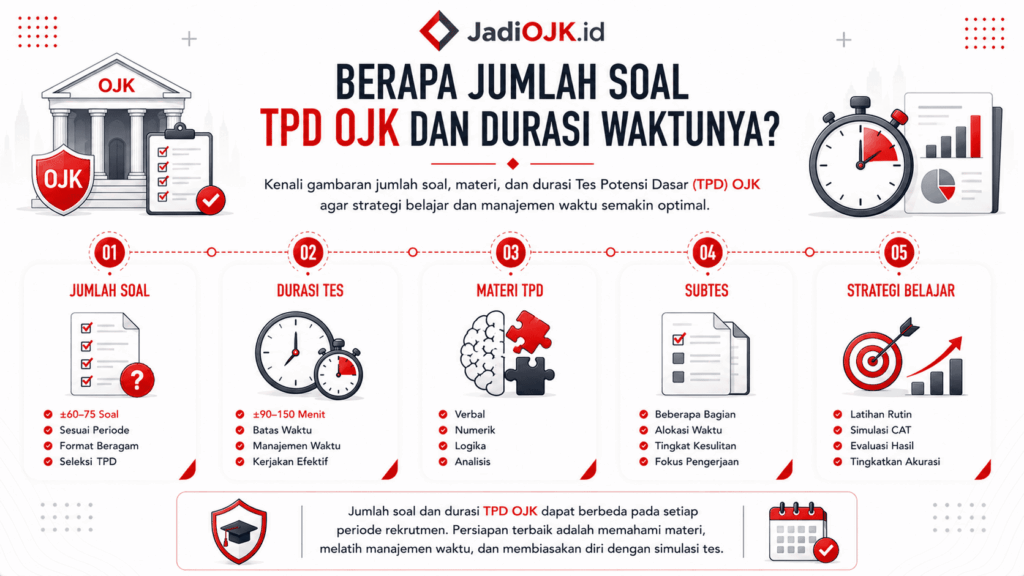 berapa jumlah soal tpd ojk dan durasi waktunya