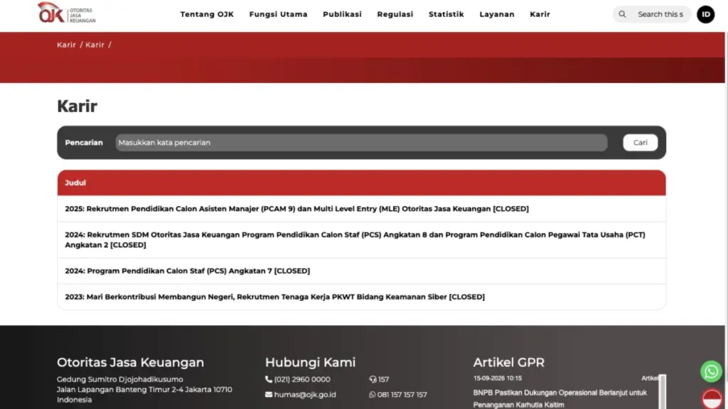 tahapan seleksi ojk apa aja