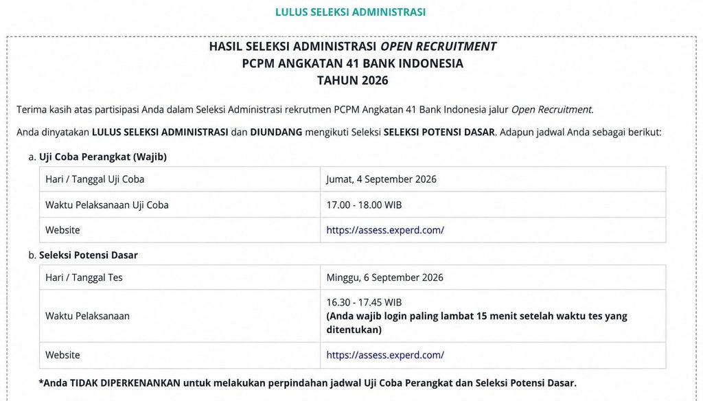 pengumuman administrasi pcpm 41