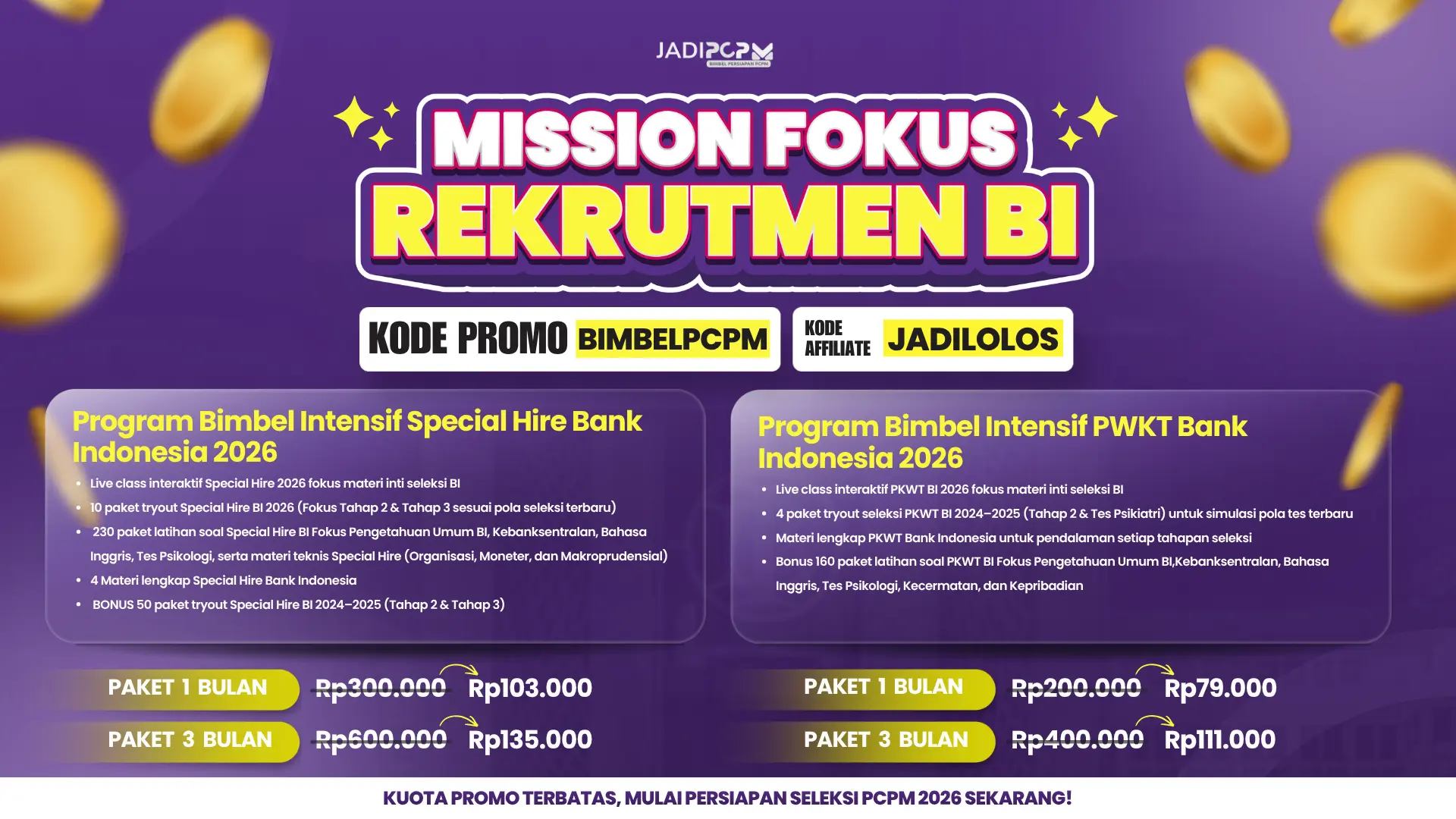 PROMO WEB ARTIKEL (20 MEI 2026) - KODE PROMO BIMBELPCPM
