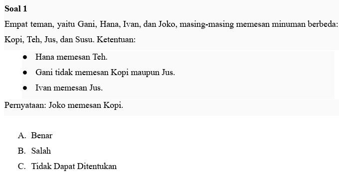 contoh soal verbal pcpm
