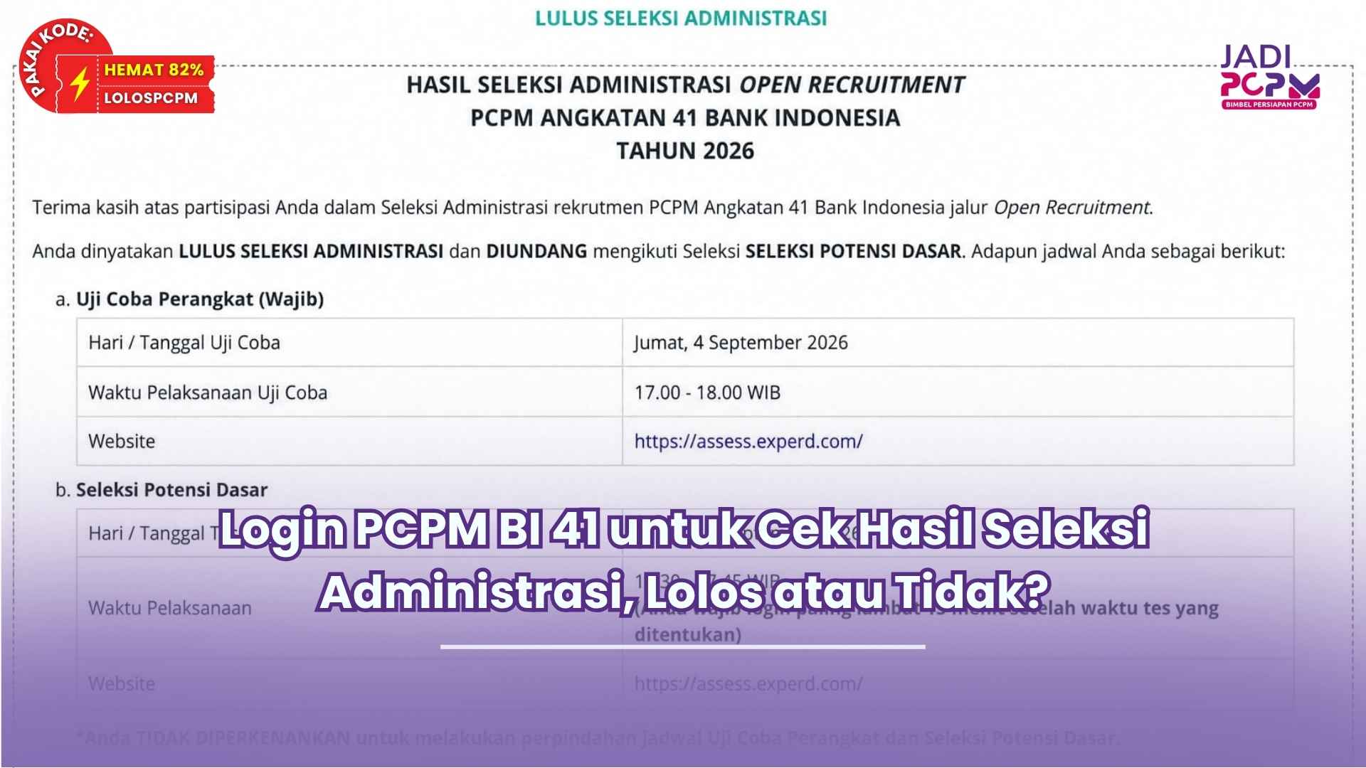 pengumuman administrasi pcpm bi 41