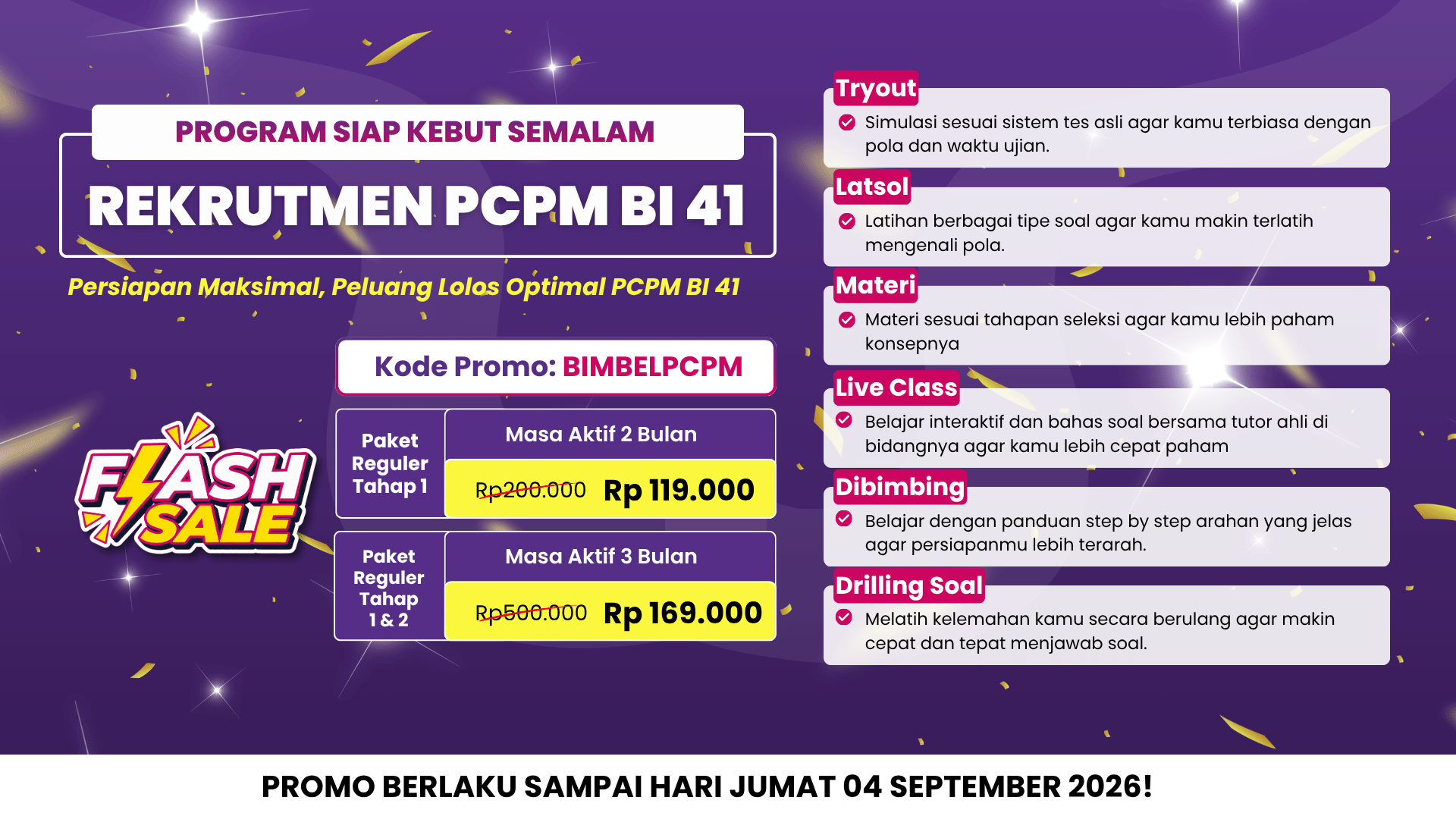 KODE PROMO JADIPCPM 1-4 September 2026 (Artikel)