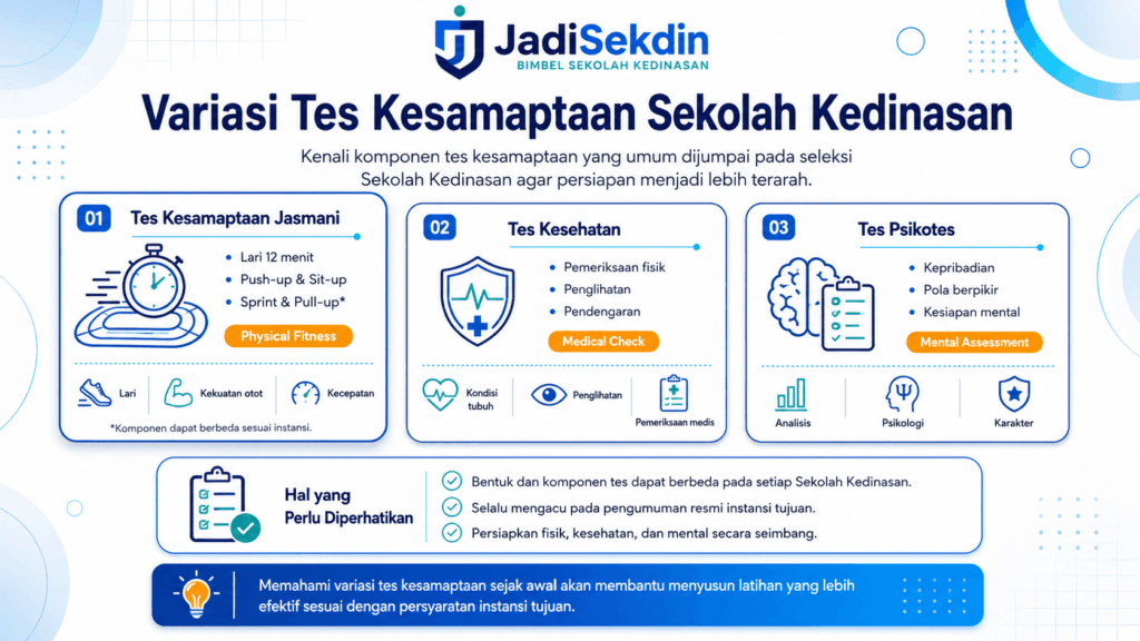 tes kesamaptaan sekolah kedinasan apa saja