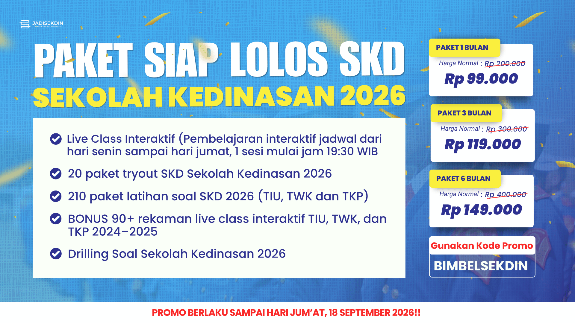 KODE PROMO JADISEKDIN 14 - 18 September 2026 (Artikel)
