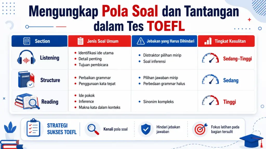 tes toefl meliputi apa saja