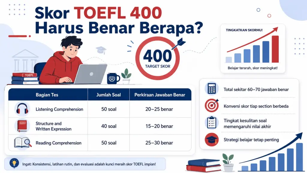 Skor TOEFL 400 harus benar berapa