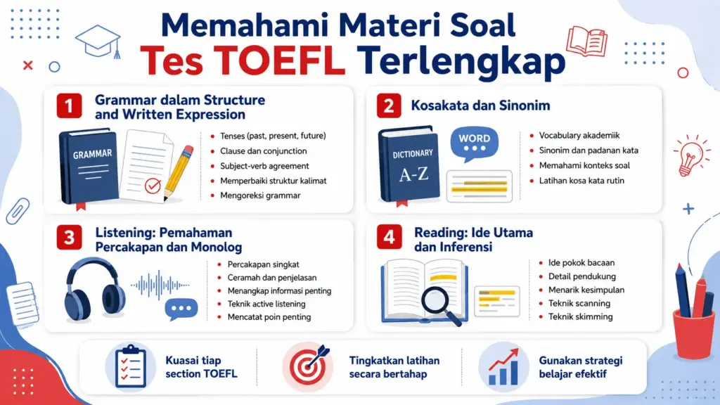 Soal tes TOEFL terdiri dari apa saja