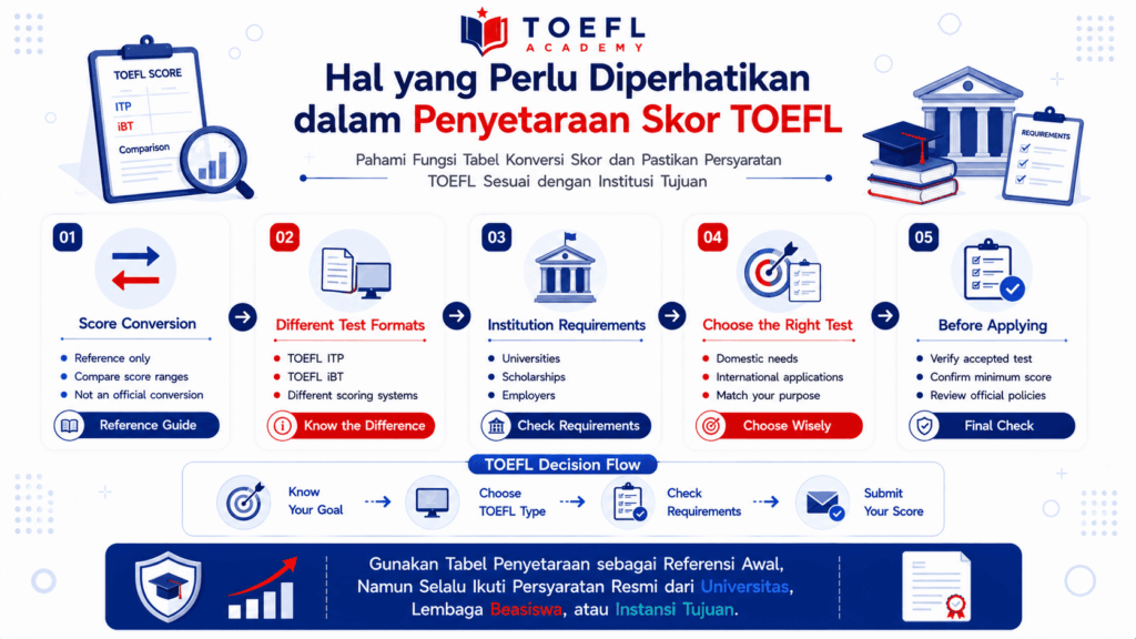 cara penyetaraan skor toefl lama ke band skor baru