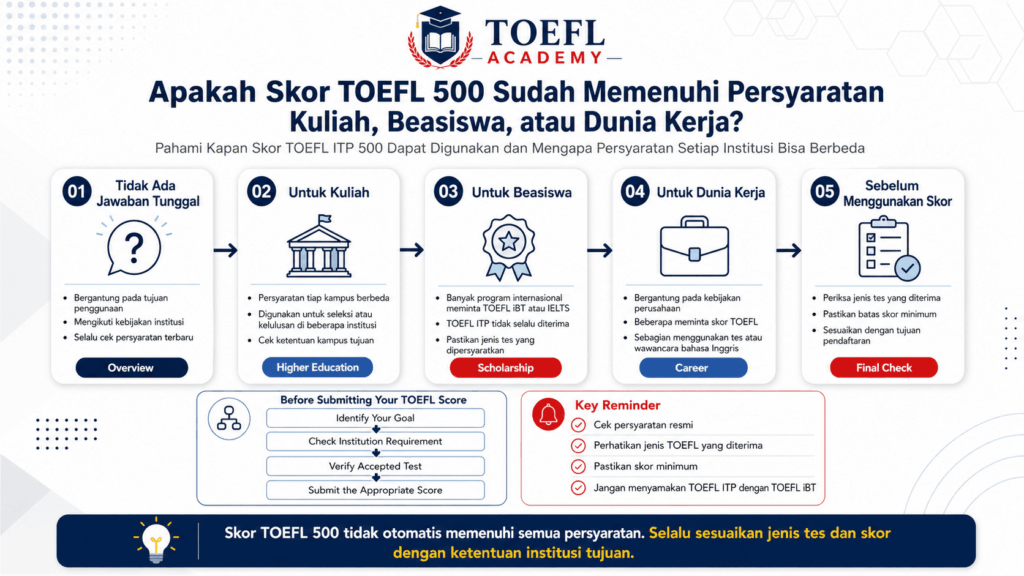 Skor TOEFL 500 Artinya Level Apa