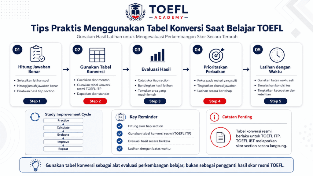 Cara menghitung skor TOEFL dengan tabel konversi