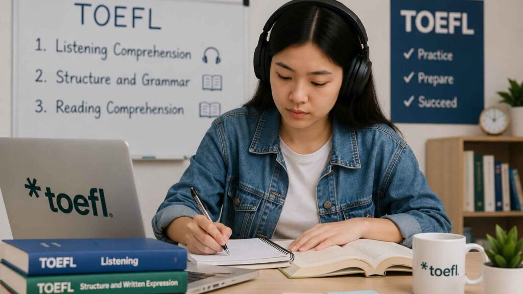 mahasiswa sedang memahami soal tes toefl